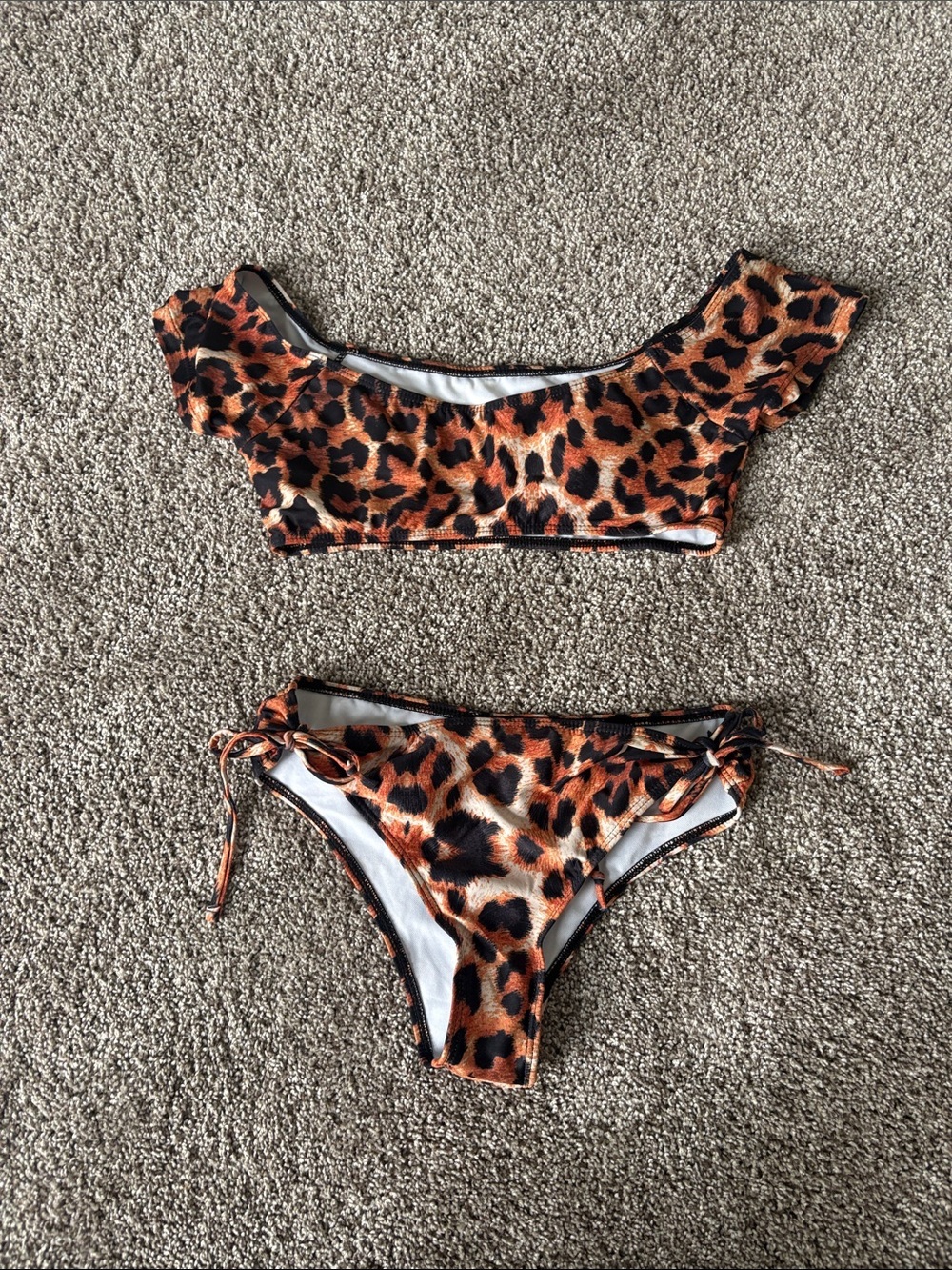Leopard Print Two-Piece Bikini Set - Orange & Black